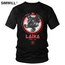 Classic Vintage Soviet Space Dog T Shirt for Men Pure Cotton Printed CCCP Laika Dog T-Shirt O-neck Short Sleeve Russian Tee Gift 2024 - buy cheap