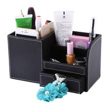 Caja de almacenamiento multifunción para escritorio, organizador de papelería de cuero y madera, portalápices, portátil, 1 unidad 2024 - compra barato