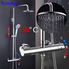 Senducs-Sistema de ducha termostática, juego de ducha de baño de temperatura 38, conjunto de ducha termostática cromada, aspersor de ducha superior de lluvia 2024 - compra barato