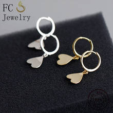 FC-pendientes de aro para mujer, joyería de plata 925, círculo pequeño, Color dorado, trébol, corazón, Accesorios, boda, chica, amor, 2020 2024 - compra barato