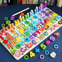 Montessori Wooden Math Toys For Kids Early Educational Board Math Fishing Count Numbers Digital Shape Match Children Toy Gift 2024 - buy cheap