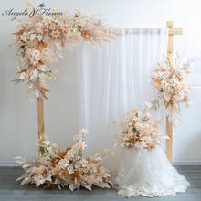 Custom Champagne Wedding Corner Floral Arrangement Artificial Flower Row Party Wedding Backdrop Deco Table Flower Window Display 2024 - купить недорого