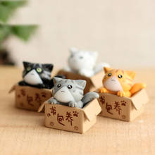 1 Piece Cartoon Poor Box Cat Kitty Kitten Model Small Statue Car Figurine Crafts Garden Figure Ornament DIY Miniatures 2024 - buy cheap