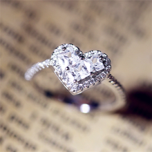 Cc anéis de prata originais para mulheres, anéis românticos em forma de coração para casamento, festa de noivado, cor branca e dourada cc714 2024 - compre barato