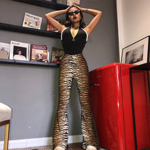 Calça legging larga com estampa de leopardo, cintura alta, outono inverno 2020, feminina, sexy, justa, calças para clube 2024 - compre barato