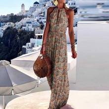 Bohemian Women Dress Sleeveless Backless Paisley Floral Print Halter Maxi Dress Streetwear Party Beach Dresses Women's Clothing 2024 - buy cheap