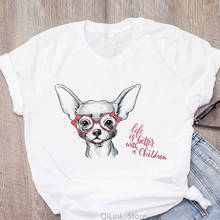 Harajuku Kawaii Chihuahua Print Tee Shirt Femme Funny T Shirts Women Summer Top Female Dog Lover Graphic Tshirt White T-Shirt 2024 - buy cheap