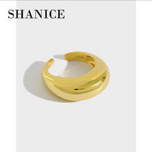 Shanice anéis grandes de prata 925, para mulheres, formato de arco, feminino, anel de dedo, personalidade, prata esterlina, aberta, anel de noivado 2024 - compre barato