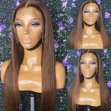 Honey Blonde Lace Front Human Hair Wigs Dark Brown Straight Lace Front Wigs Chocolate Color Peruvian Lace Wig For Women Remy Wig 2024 - buy cheap