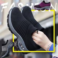 Zapatillas deportivas con plataforma para mujer, zapatos de talla grande con cojín de aire, calcetín para correr, GMB-0521 de punto negro 2024 - compra barato