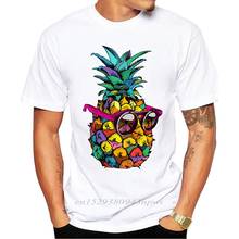2020 мужская летняя модная футболка с принтом ананаса, Базовая футболка с коротким рукавом и круглым вырезом, хипстерские крутые дизайнерские топы на заказ 2024 - купить недорого