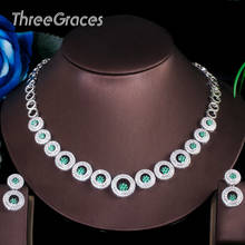 Threegrace lindo conjunto de joias de colar com pedra zircônica cúbica, acessórios de casamento tz505 2024 - compre barato