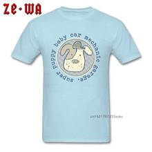 Light Blue T-shirt Men Puppy Dog Print Tshirt Slim Fit Tops T Shirt NEW YEAR DAY Cotton Fabric O-Neck Tees Cute Gift Clothes 2024 - buy cheap