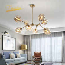 Lustre moderno de metal molecular, lâmpada em vidro para decoração da casa, sala de estar, suspensa, quarto, iluminação 2024 - compre barato