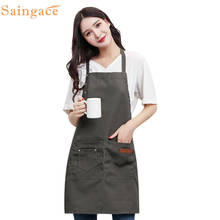 Saingace kitchen apron Canvas simple Crafts Baking Aprons with pockets Home decoration Barista Chefs Kitchen Cooking BBQ Aprons 2024 - buy cheap