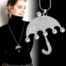Sinleery brilhando strass guarda-chuva pingente longo colar feminino prata cor suspensão jóias acessórios my280 dp1 2024 - compre barato