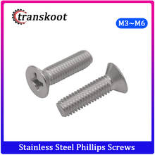 50Pcs M3 M4 M6 DIN965 ISO7046 Stainless Steel Phillips Cross Machine Screws Flat Head Screw 2024 - buy cheap