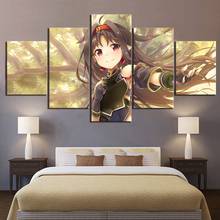 Pôsteres de tela de arte de parede, 5 painéis, konno yuuki, espada, arte on-line, pintura de fotos de anime, decoração de casa, foto impressa hd 2024 - compre barato