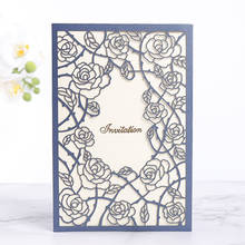 50pcs Laser Cut Wedding Invitation Cards Rose Flora Business Greeting Cards Personalized Wedding Decoration  Party Supplies 2024 - buy cheap