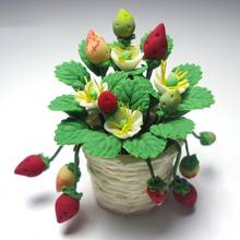 1/12 Dollhouse Mini Clay Potted Plant Strawberry Flower Model Toy Decor Home Scene Simulation Decor Furniture Accessories Toy 2024 - buy cheap