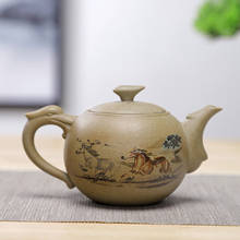 Tetera de cerámica pintada a mano Retro, tetera de Kung Fu hecha a mano, cerámica gruesa, Té pigmentado, juego de té para oficina, utensilios para beber 2024 - compra barato