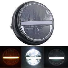 Motorcycle 7.5" LED Projector Headlight DRL Turn Signal Round Headlamp For Harley Yamaha Scrambler Cafer Racer Chopper Bobber 2024 - buy cheap