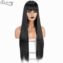 I's a wig Synthetic Black Long Straight Wig With Bangs Daily Use Wigs for Women 60 Blonde Red Heat Resistant Cosplay Wigs 2024 - compre barato