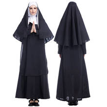 S-XXL adulto mulher sacerdote missionários irmã freira traje lenço de cabeça robe para festa cosplay palco desempenho dia das bruxas 2024 - compre barato