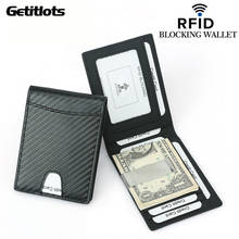 RFID Carbon Fiber Pattern Slim Money Clip for Men Leather Mini Wallet with Money Clips Small Wallet Purse Metal Clamp For Money 2024 - buy cheap