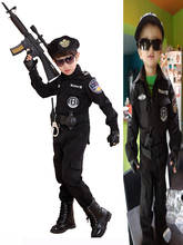 Uniforme de policía de Halloween para niños, disfraz SWAT de fantasía, traje táctico de combate para niños, conjunto de ropa especial para fiesta de policía 2024 - compra barato