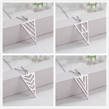 Skyrim Classic Triangle Geometric Pendant Necklace Stainless Steel Silver Color Statement Chain Necklaces Jewelry Gift for Women 2024 - compre barato