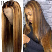 Искусственные волосы Halo 30, парик коричневого цвета, парики из человеческих волос 13X4 4x4, прямые парики из человеческих волос с эффектом омбре 2024 - купить недорого