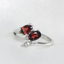 Женское кольцо с красным гранатом MeiBaPJ, изящное Ювелирное Украшение из настоящего серебра 925 пробы 2024 - купить недорого