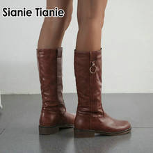 Sianie Tianie 2020 winter western cowgirl boots low heels round toe casual shoes woman mid-calf boots riding equestrian booties 2024 - buy cheap