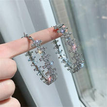 Женские круглые серьги-кольца FYUAN, блестящие геометрические Стразы с кристаллами, бижутерия 2024 - купить недорого