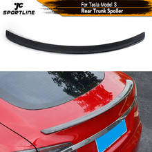 Spoiler traseiro para carro, de fibra de carbono/frp, preto, asas, para tesla model s sedan, todos os modelos sedan, 4 portas, 2014-2019 2024 - compre barato