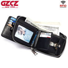 GZCZ-cartera de cuero genuino 2021 Rfid para hombre, monedero pequeño, monedero corto, monedero de diseñador de calidad, Mini Walet, estilo de moda 2024 - compra barato