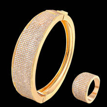 Zlxgirl Luxury Exquisite Micro Pave Bracelets Bangle with Ring Set For Women wedding bridal Jewelry Brand Copper bangle Bijoux 2024 - buy cheap