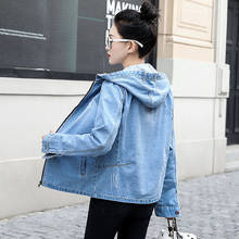 Primavera outono denim jaqueta feminina coreano casual básico casaco senhoras zíper com capuz do vintage azul jeans jaquetas para mulher 2021 novo 2024 - compre barato