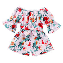 2020 Fashion Newborn Baby Girl Jumpsuit Romper Summer Beach Casual Floral Print Short Sleeve Off Shoulder Clothes 2024 - buy cheap