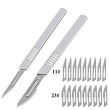 Scalpel faca cirúrgica, faca cirúrgica com lâminas de metal carbono 10 peças + 1 peça 11 #/23 # e diy ferramenta faca cirúgica de cortar animal de reparo pcb 2024 - compre barato