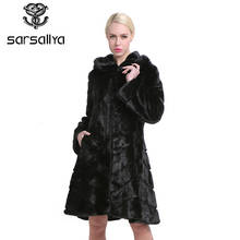 Sarsallya casaco de pele de vison com capuz, casaco feminino de pele de vison com capuz natural e capuz 2021 2024 - compre barato
