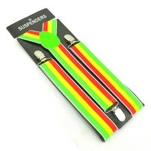 Men Women Suspender Unisex Clip-on Braces Elastic 3.5cm wide suspender "Green/Yellow/Red" stripe Pattern Suspenders for man Belt 2024 - buy cheap