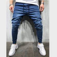Mens Side Stripe Skinny Fit Black Denim Jeans Hip Hop Streetwear Solid Color Plus Size Slim Fit Lightweight Cotton Jeans for Men 2024 - buy cheap