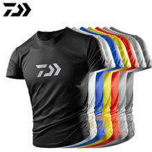 Daiwa-Camiseta de manga corta de pesca para hombre, Camiseta deportiva de seda de hielo, Color sólido, talla grande, M-5XL, verano, 2020 2024 - compra barato