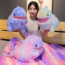 Peluche de dinosaurio de colores para niños, almohada suave con manta, 2 en 1, figura de anime, regalo 2024 - compra barato