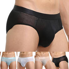 Mens Underwear Soft Sexy Low-Waist Briefs Seamless Breathable Exotic Underpants Slip Hombre Bikini Transparent Print Panties 2024 - compre barato