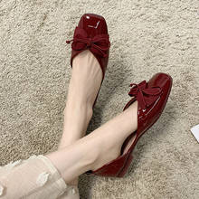 Zapatos planos con punta cuadrada para mujer, mocasines de charol sin cordones, Ballet rojo, negro, 9234N 2024 - compra barato