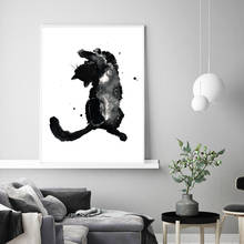 Pintura de Arte de acuarela abstracta de gato blanco y negro, impresiones en lienzo, póster de amor de gato, regalos, imagen de pared de tienda de mascotas, decoración de la habitación del hogar 2024 - compra barato