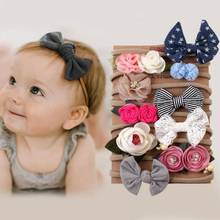 10 Uds. De accesorios para el cabello para niñas recién nacidas, conjunto de cinta para el pelo con lazo y flores 2024 - compra barato